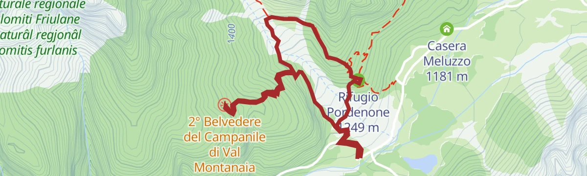 Route map: Belvederi del Campanile di Val Montanaia